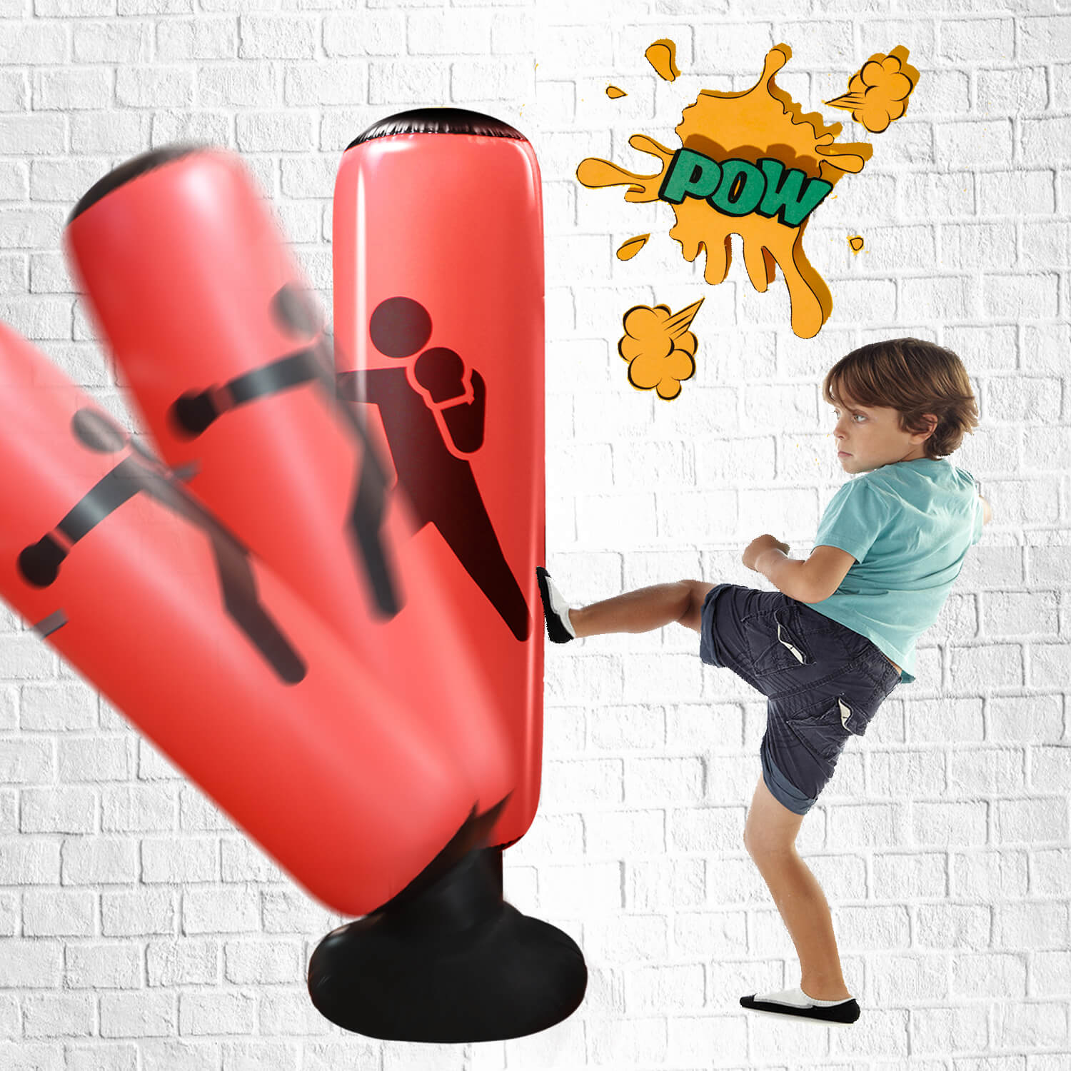 Inflatable Kids Punching Bag with Stand - 63 Inch Tall Immediate Bounce ...