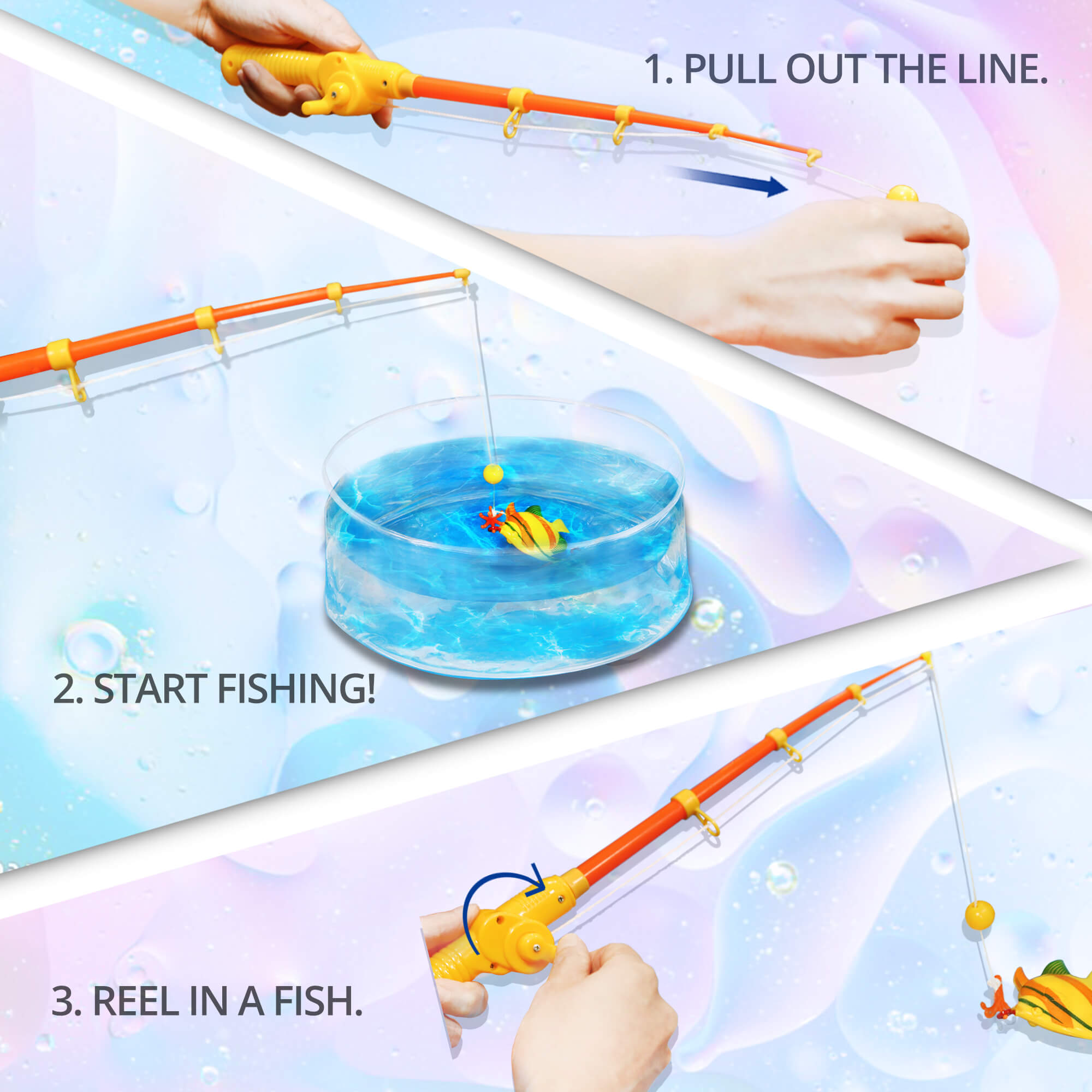 Novelty Place Potty Fisher Toilet Fishing Game Set - Fishing Rod Funny Bathroom Fishing Practice Toy